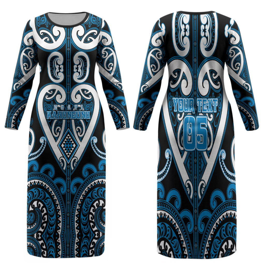 Custom Aotearoa Ngati Kahungunu Family Matching Long Sleeve Bodycon Dress and Hawaiian Shirt Maori Tribal Pattern