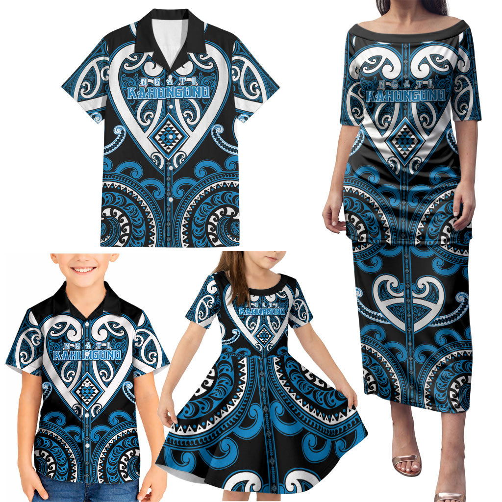 Custom Aotearoa Ngati Kahungunu Family Matching Puletasi and Hawaiian Shirt Maori Tribal Pattern