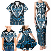 Custom Aotearoa Ngati Kahungunu Family Matching Tank Maxi Dress and Hawaiian Shirt Maori Tribal Pattern