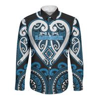 Custom Aotearoa Ngati Kahungunu Long Sleeve Button Shirt Maori Tribal Pattern
