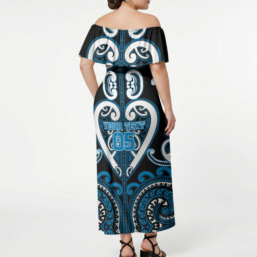 Custom Aotearoa Ngati Kahungunu Off Shoulder Maxi Dress Maori Tribal Pattern