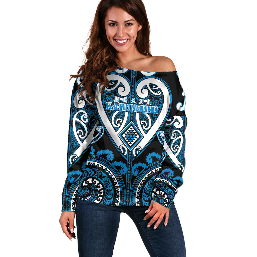 Custom Aotearoa Ngati Kahungunu Off Shoulder Sweater Maori Tribal Pattern