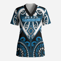 Custom Aotearoa Ngati Kahungunu Scrub Top Maori Tribal Pattern