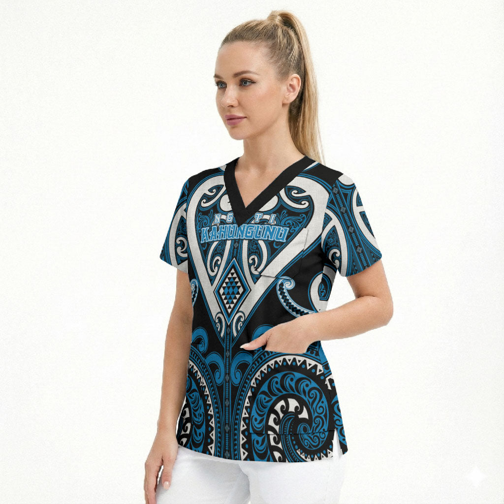 Custom Aotearoa Ngati Kahungunu Scrub Top Maori Tribal Pattern