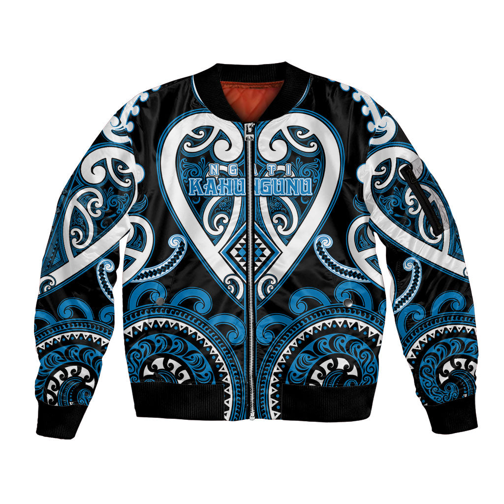 Custom Aotearoa Ngati Kahungunu Sleeve Zip Bomber Jacket Maori Tribal Pattern