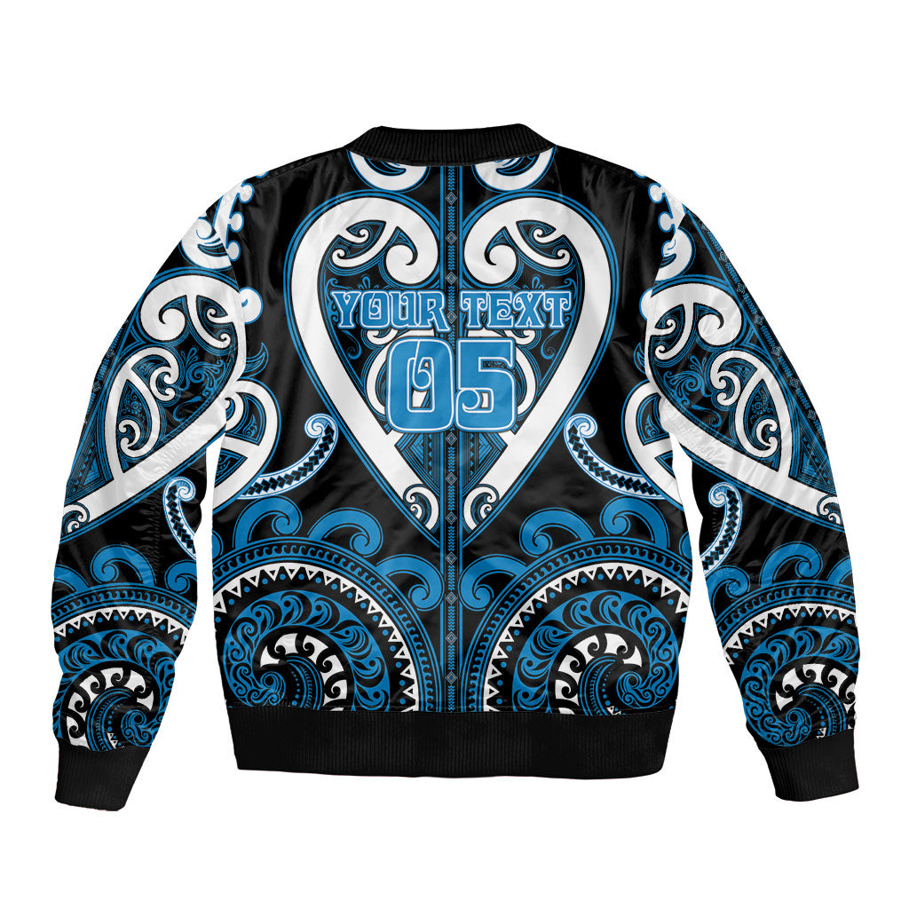 Custom Aotearoa Ngati Kahungunu Sleeve Zip Bomber Jacket Maori Tribal Pattern