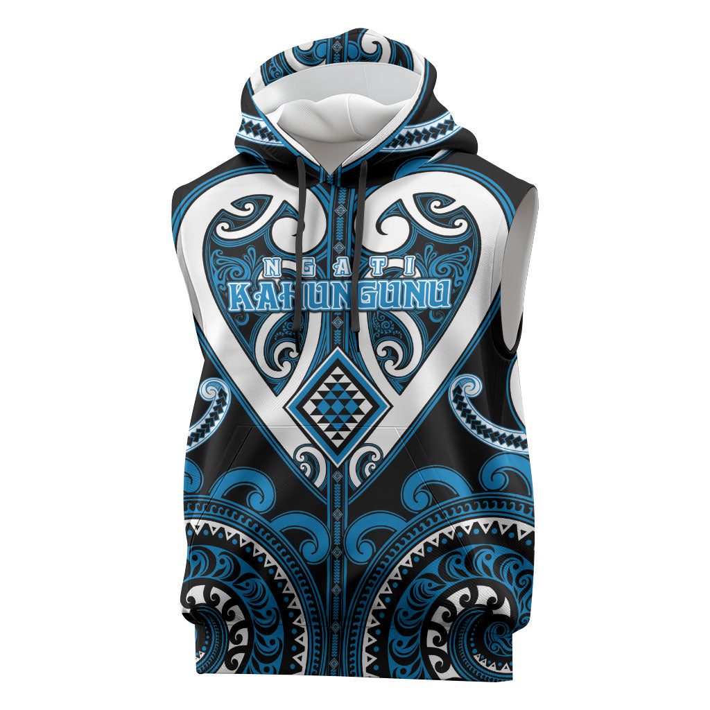 Custom Aotearoa Ngati Kahungunu Sleeveless Hoodie Maori Tribal Pattern