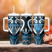 Custom Aotearoa Ngati Kahungunu Tumbler With Handle Maori Tribal Pattern