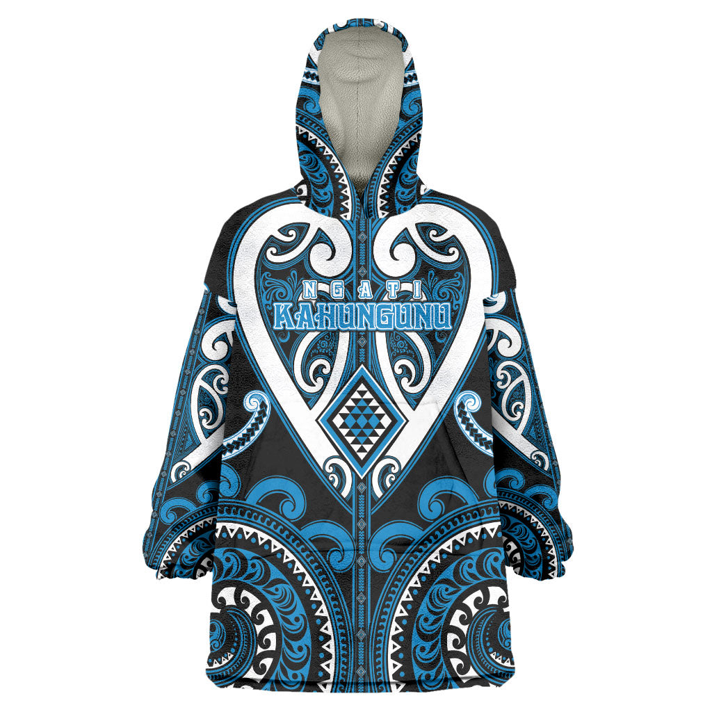 Custom Aotearoa Ngati Kahungunu Wearable Blanket Hoodie Maori Tribal Pattern