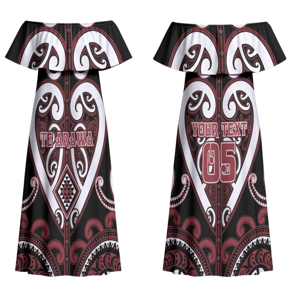 Custom Aotearoa Te Arawa Couples Matching Off Shoulder Maxi Dress and Hawaiian Shirt Maori Tribal Pattern
