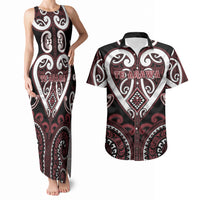 Custom Aotearoa Te Arawa Couples Matching Tank Maxi Dress and Hawaiian Shirt Maori Tribal Pattern