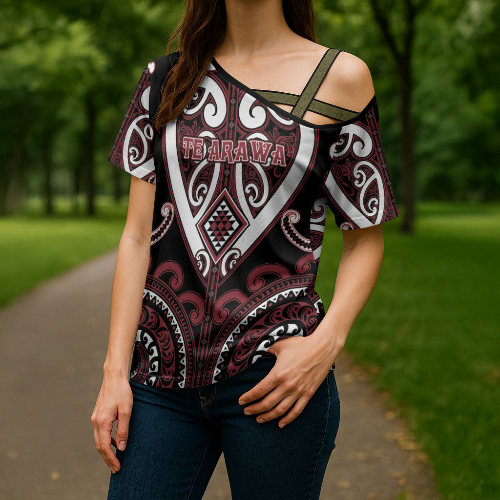 Custom Aotearoa Te Arawa Cross Shoulder Shirt Maori Tribal Pattern