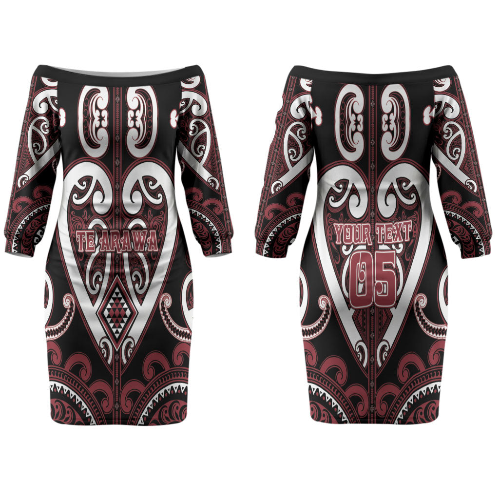 Custom Aotearoa Te Arawa Family Matching Off The Shoulder Long Sleeve Dress and Hawaiian Shirt Maori Tribal Pattern