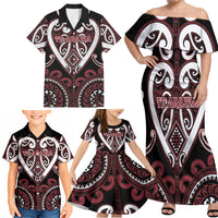 Custom Aotearoa Te Arawa Family Matching Off Shoulder Maxi Dress and Hawaiian Shirt Maori Tribal Pattern