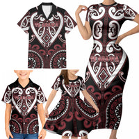 Custom Aotearoa Te Arawa Family Matching Short Sleeve Bodycon Dress and Hawaiian Shirt Maori Tribal Pattern