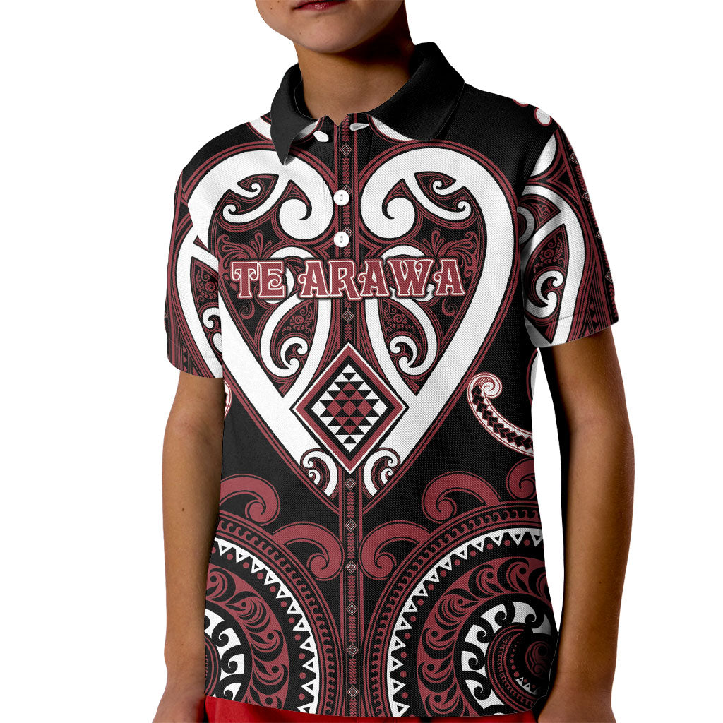 Custom Aotearoa Te Arawa Kid Polo Shirt Maori Tribal Pattern