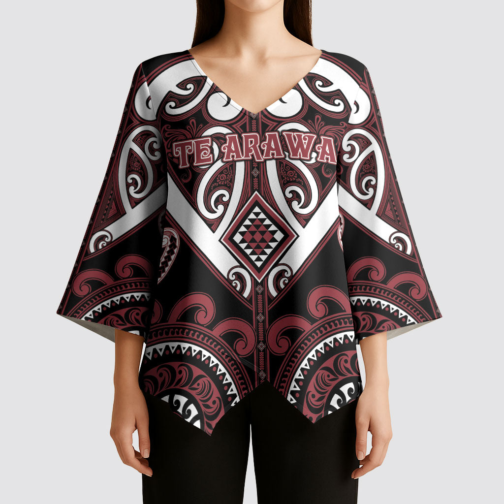 Custom Aotearoa Te Arawa Kimono Sleeve Blouse Maori Tribal Pattern