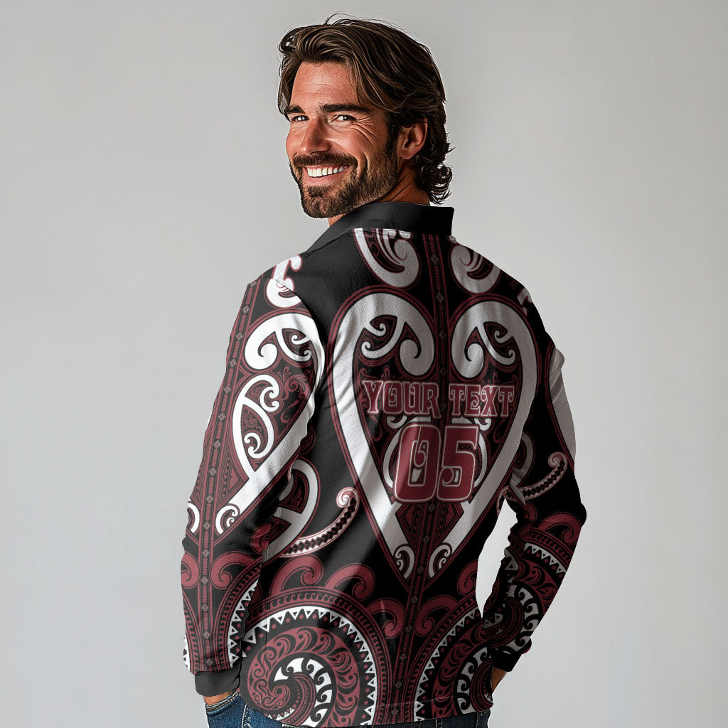Custom Aotearoa Te Arawa Long Sleeve Polo Shirt Maori Tribal Pattern