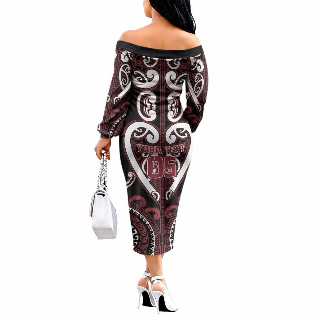 Custom Aotearoa Te Arawa Off The Shoulder Long Sleeve Dress Maori Tribal Pattern