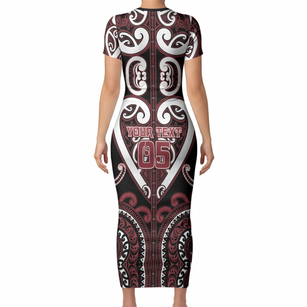Custom Aotearoa Te Arawa Short Sleeve Bodycon Dress Maori Tribal Pattern