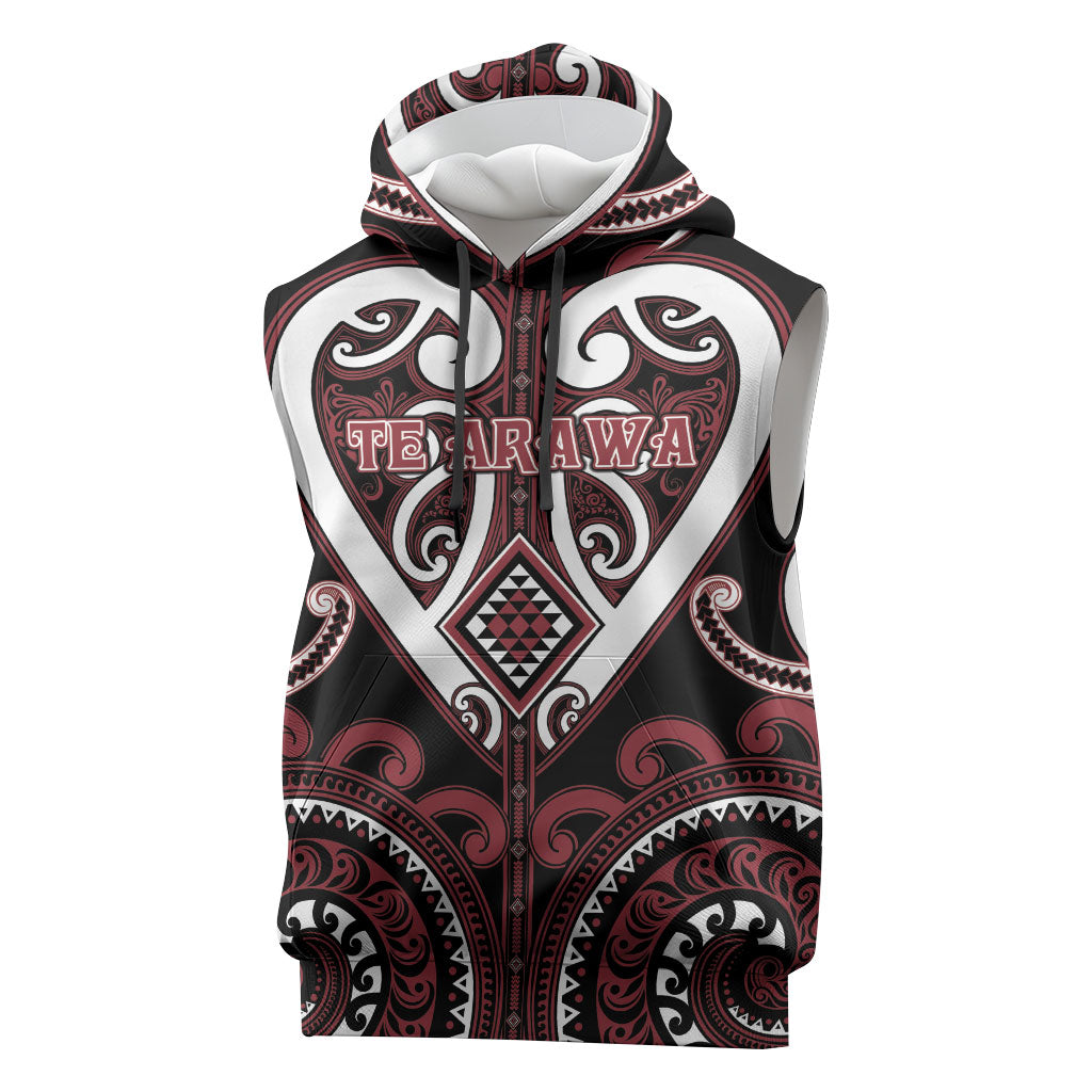 Custom Aotearoa Te Arawa Sleeveless Hoodie Maori Tribal Pattern