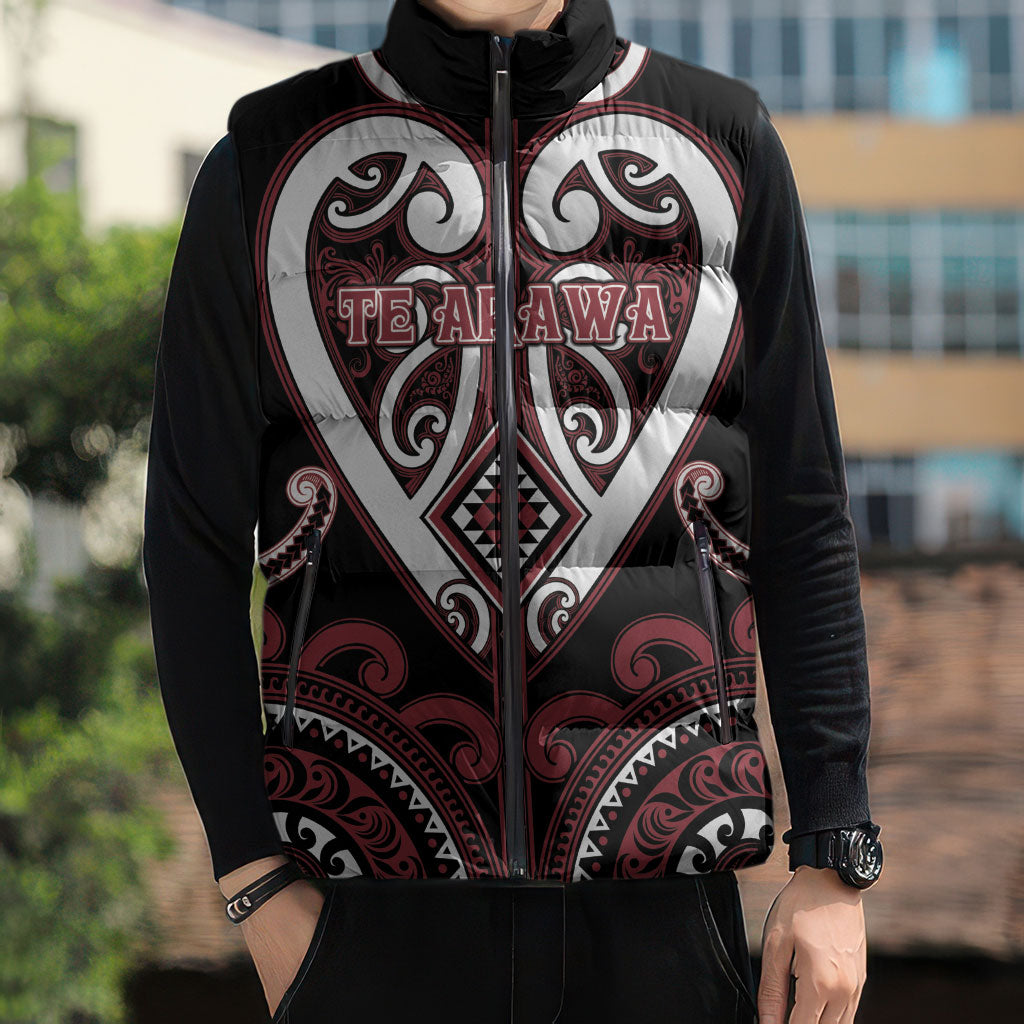Custom Aotearoa Te Arawa Sleeveless Puffer Jacket Maori Tribal Pattern