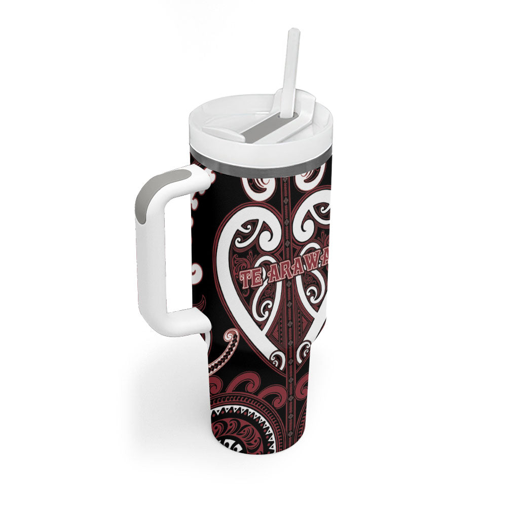 Custom Aotearoa Te Arawa Tumbler With Handle Maori Tribal Pattern