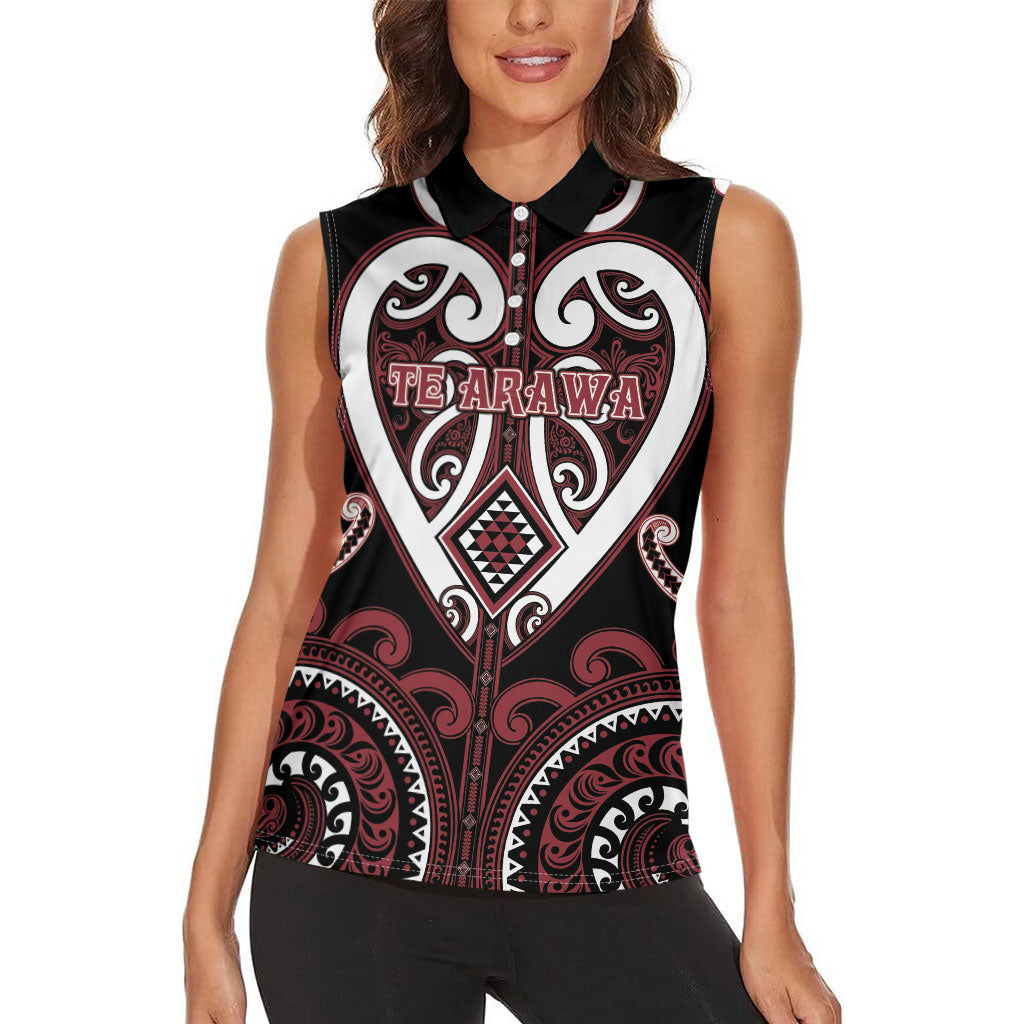 Custom Aotearoa Te Arawa Women Sleeveless Polo Shirt Maori Tribal Pattern