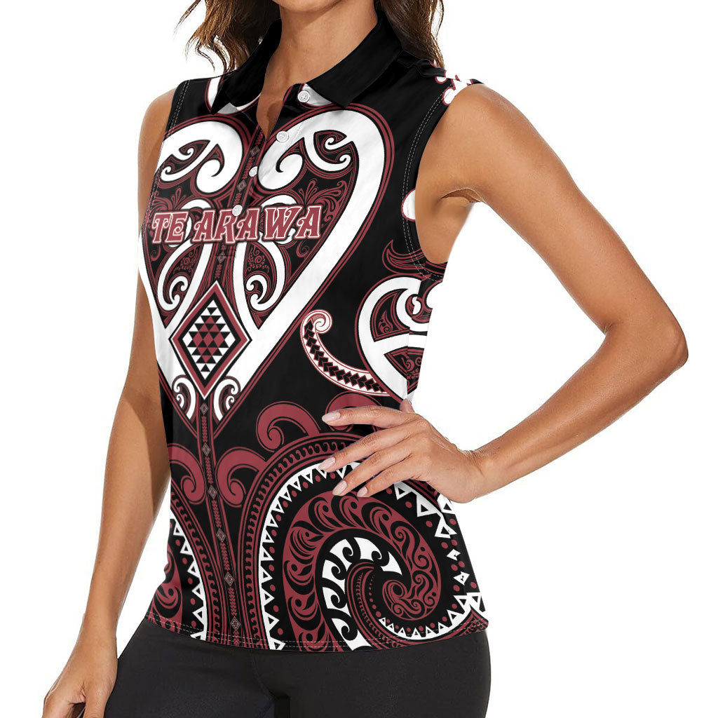 Custom Aotearoa Te Arawa Women Sleeveless Polo Shirt Maori Tribal Pattern