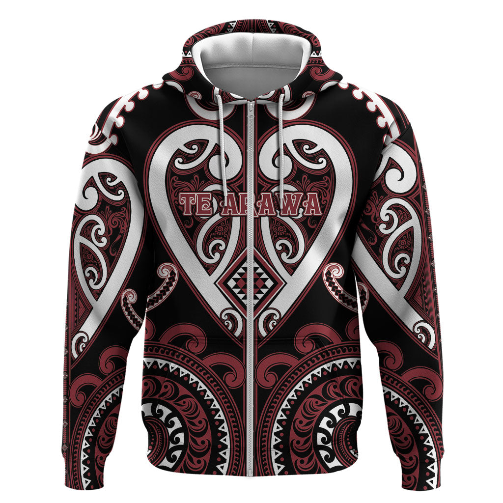 Custom Aotearoa Te Arawa Zip Hoodie Maori Tribal Pattern