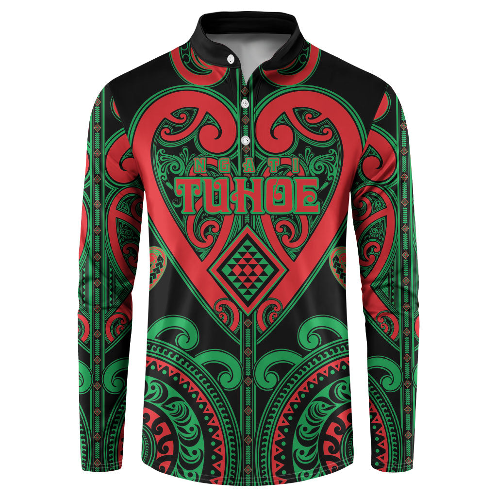 Custom Aotearoa Ngai Tuhoe Button Sweatshirt Maori Tribal Pattern