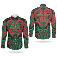 Custom Aotearoa Ngai Tuhoe Couples Matching Off Shoulder Short Dress and Long Sleeve Button Shirt Maori Tribal Pattern