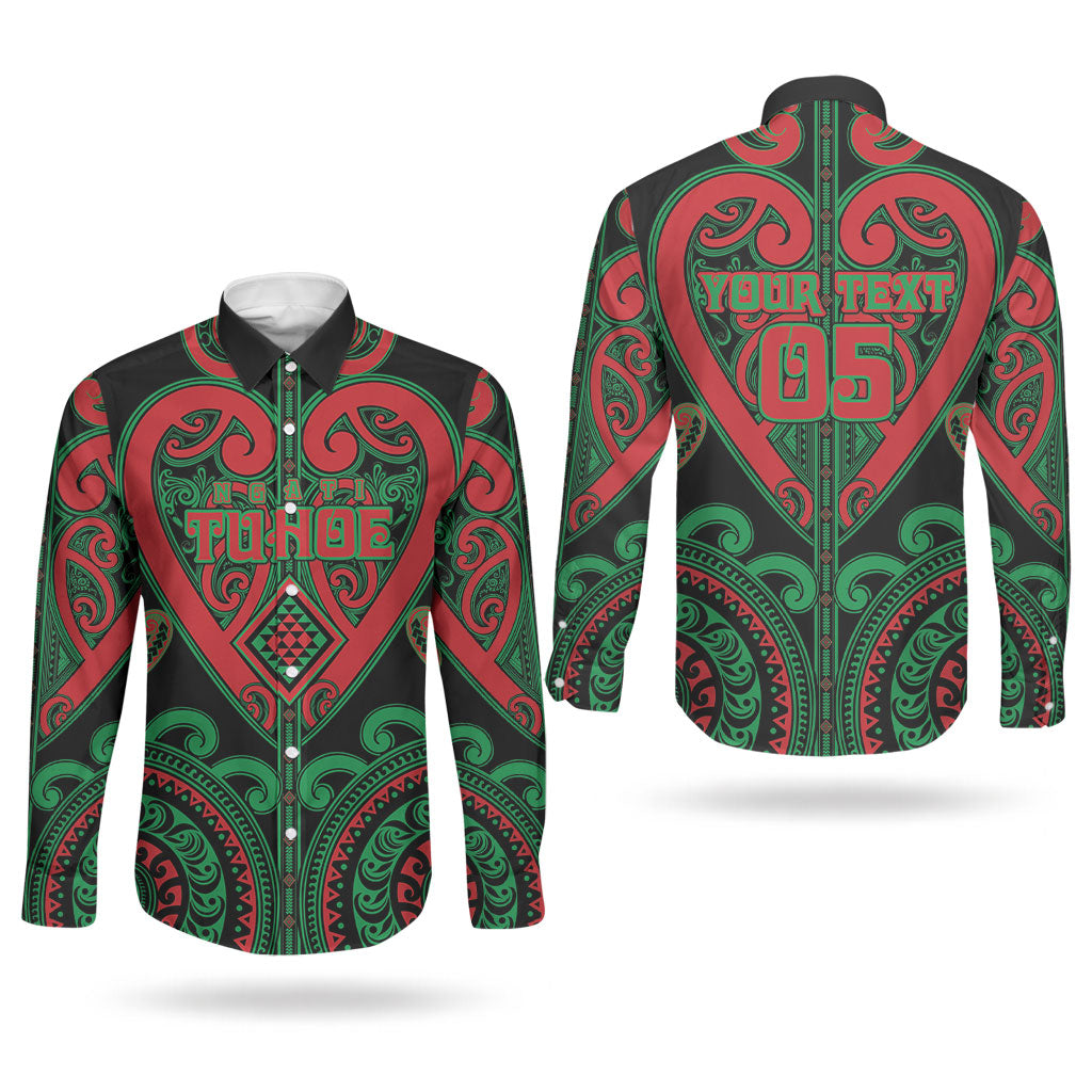 Custom Aotearoa Ngai Tuhoe Couples Matching Puletasi and Long Sleeve Button Shirt Maori Tribal Pattern
