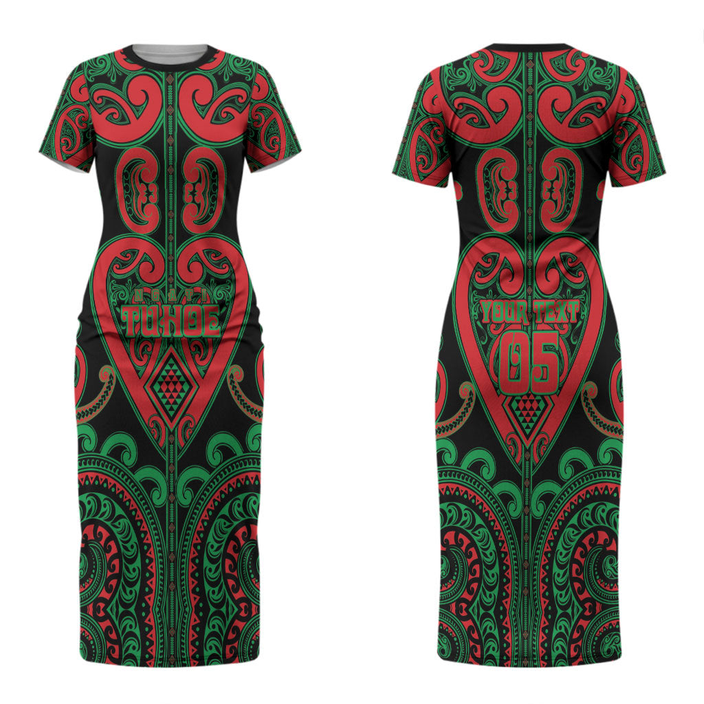 Custom Aotearoa Ngai Tuhoe Couples Matching Short Sleeve Bodycon Dress and Hawaiian Shirt Maori Tribal Pattern