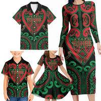 Custom Aotearoa Ngai Tuhoe Family Matching Long Sleeve Bodycon Dress and Hawaiian Shirt Maori Tribal Pattern