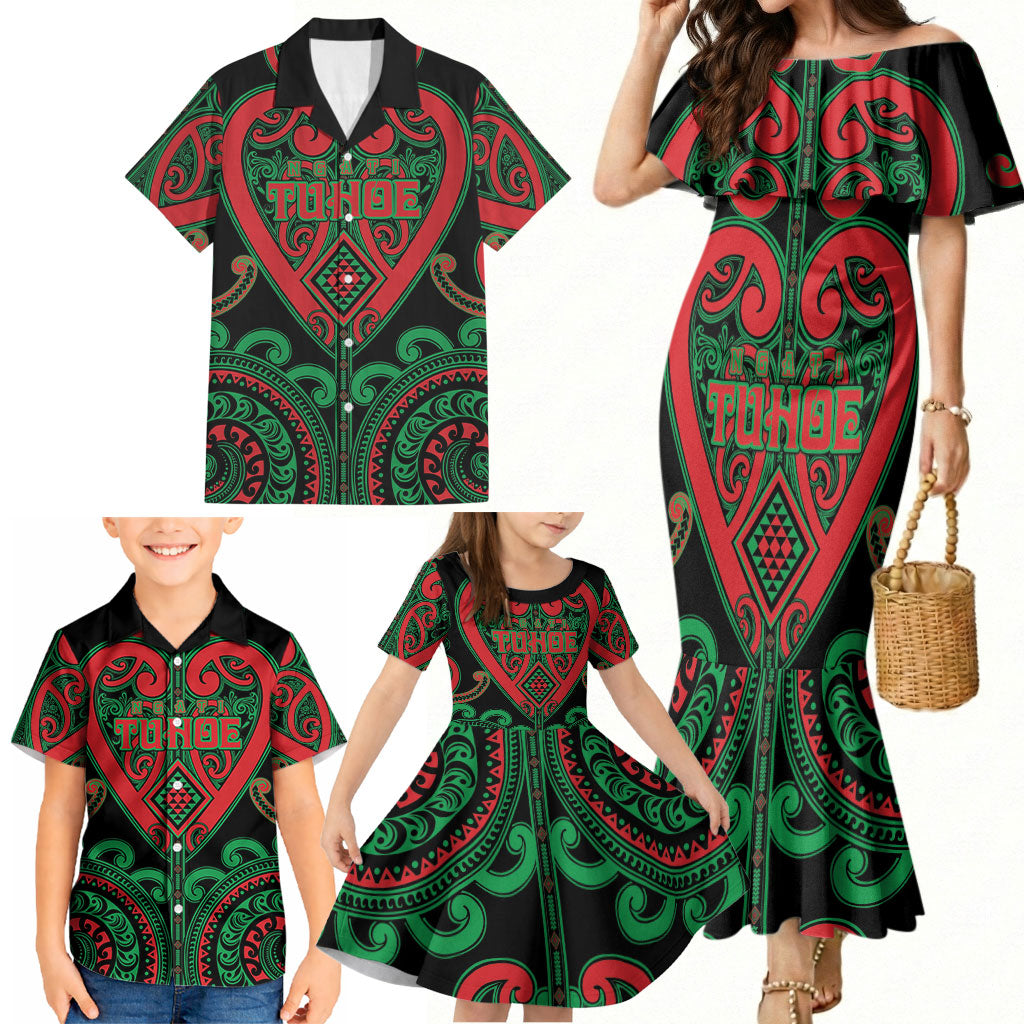 Custom Aotearoa Ngai Tuhoe Family Matching Mermaid Dress and Hawaiian Shirt Maori Tribal Pattern