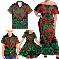 Custom Aotearoa Ngai Tuhoe Family Matching Off Shoulder Maxi Dress and Hawaiian Shirt Maori Tribal Pattern