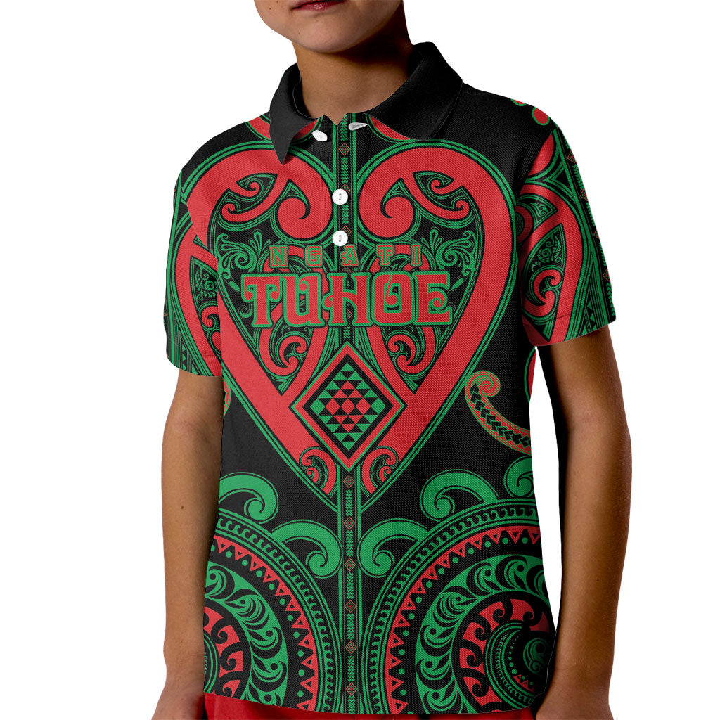 Custom Aotearoa Ngai Tuhoe Kid Polo Shirt Maori Tribal Pattern