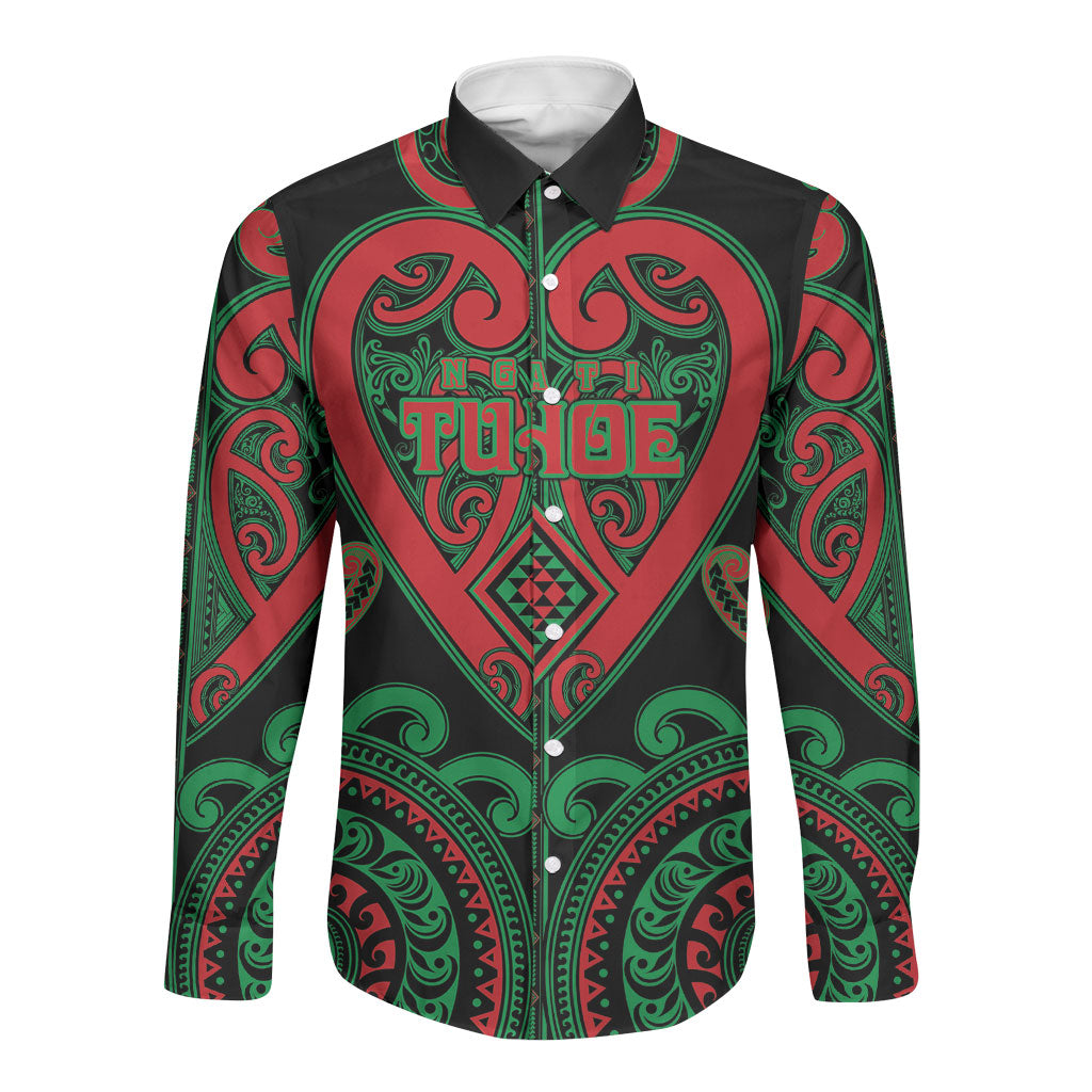 Custom Aotearoa Ngai Tuhoe Long Sleeve Button Shirt Maori Tribal Pattern