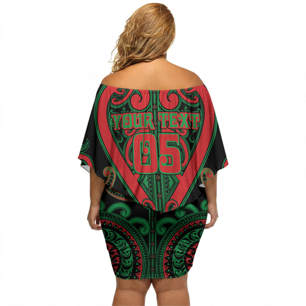 Custom Aotearoa Ngai Tuhoe Off Shoulder Short Dress Maori Tribal Pattern
