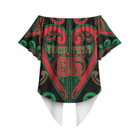 Custom Aotearoa Ngai Tuhoe Off Shoulder Wrap Waist Top Maori Tribal Pattern LT05 - Polynesian Pride