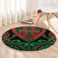 Aotearoa Ngai Tuhoe Round Carpet Maori Tribal Pattern