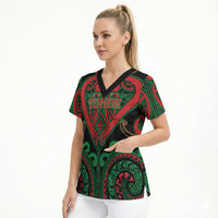 Custom Aotearoa Ngai Tuhoe Scrub Top Maori Tribal Pattern