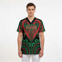 Custom Aotearoa Ngai Tuhoe Scrub Top Maori Tribal Pattern