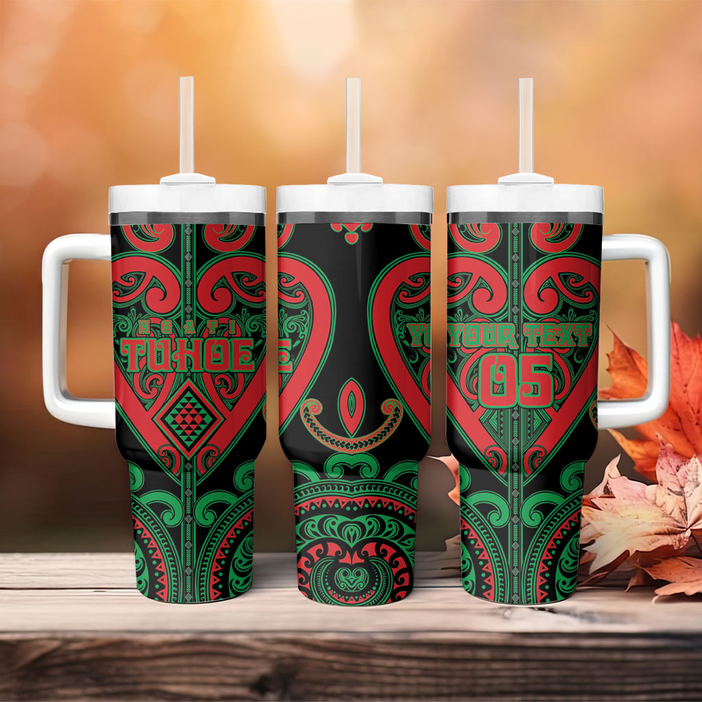 Custom Aotearoa Ngai Tuhoe Tumbler With Handle Maori Tribal Pattern
