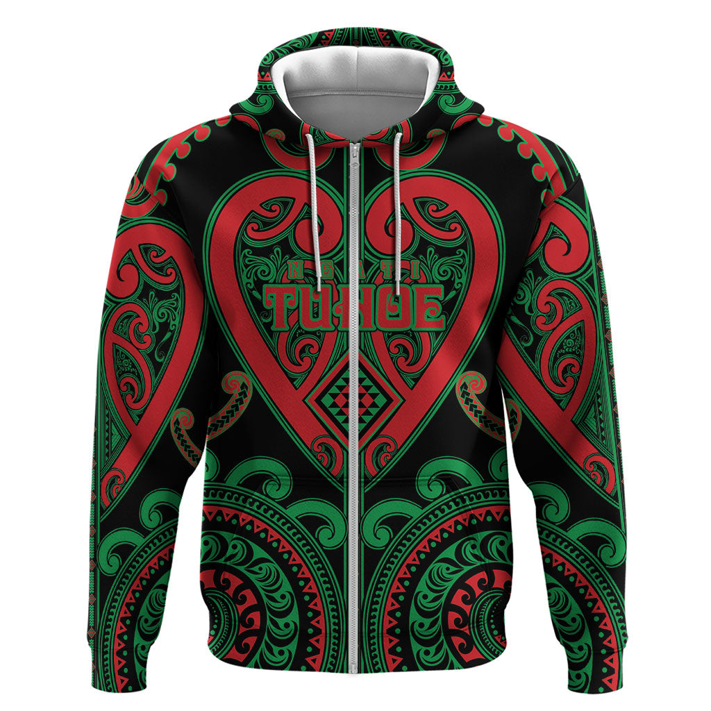 Custom Aotearoa Ngai Tuhoe Zip Hoodie Maori Tribal Pattern