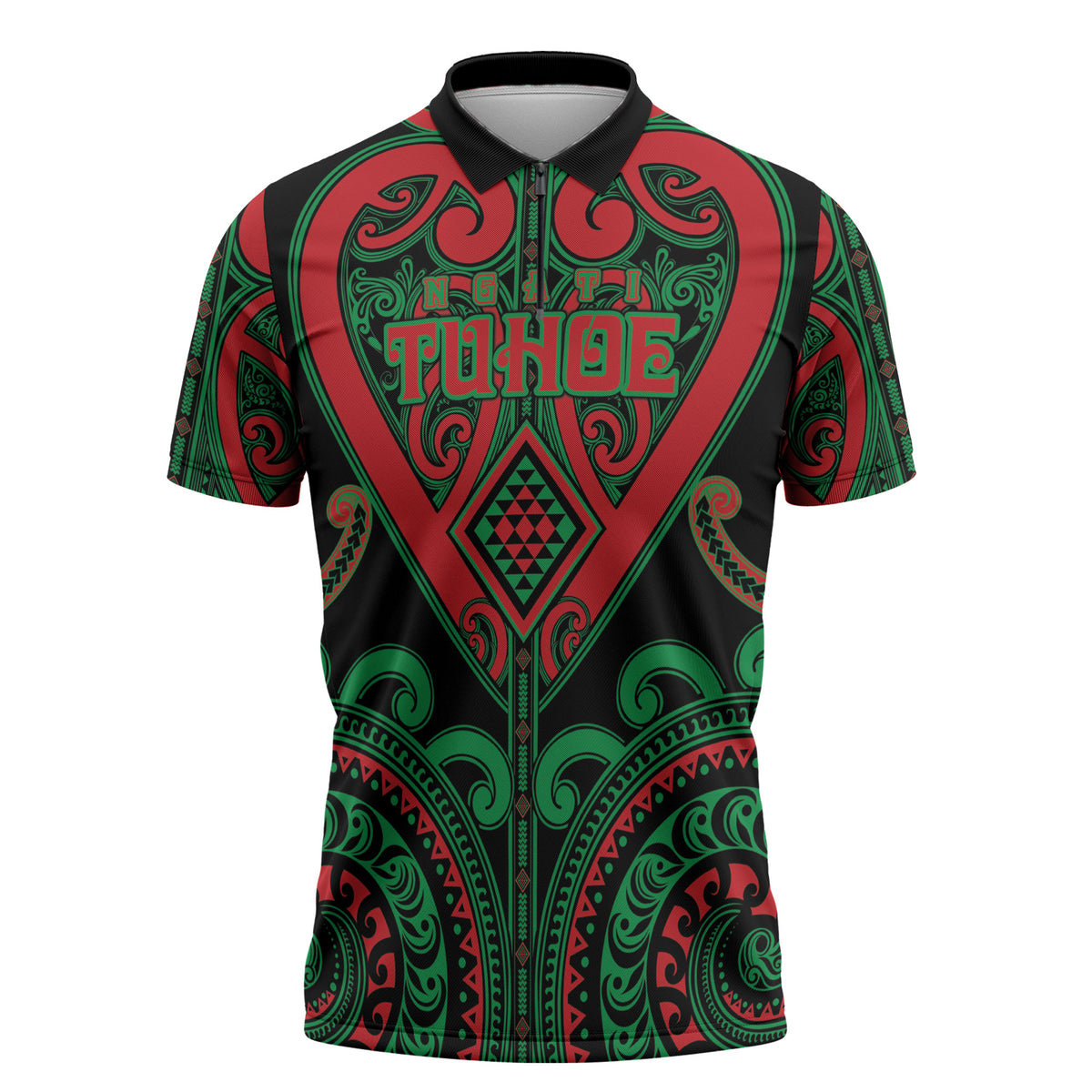 Custom Aotearoa Ngai Tuhoe Zipper Polo Shirt Maori Tribal Pattern