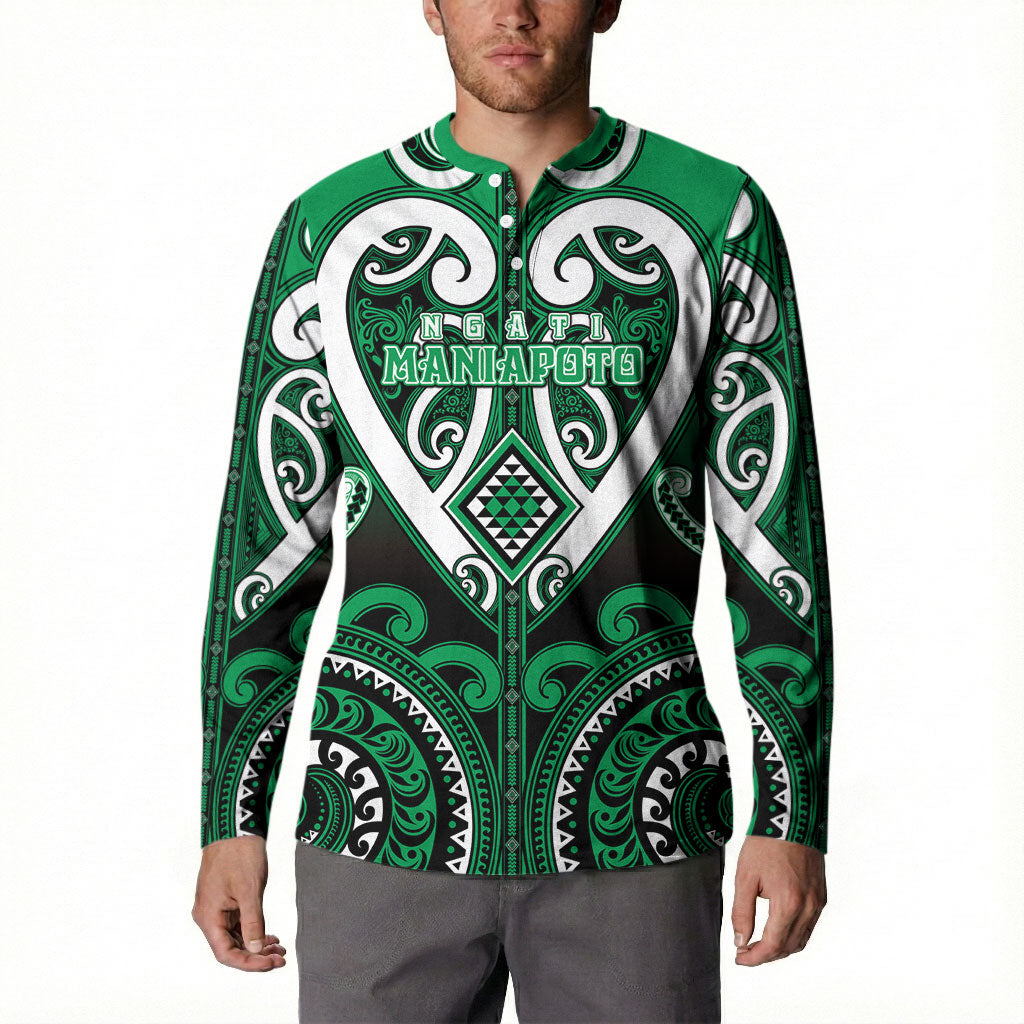 Custom Aotearoa Ngati Maniapoto Button Sweatshirt Maori Tribal Pattern