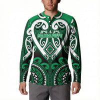 Custom Aotearoa Ngati Maniapoto Button Sweatshirt Maori Tribal Pattern