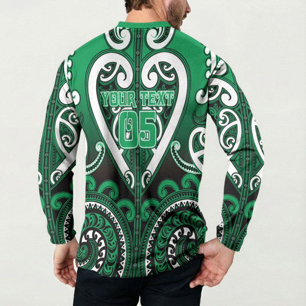 Custom Aotearoa Ngati Maniapoto Button Sweatshirt Maori Tribal Pattern